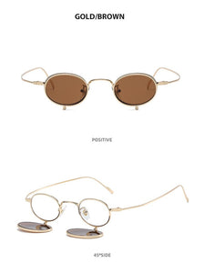 Personality Small Glasses 2023 Round Flip Sunglasses Women Hip-hop Style Punk Four Lens
