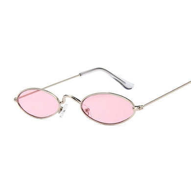 Fashion Pink Oval Sunglasses Women Vintage Small Frame Ladies Sun glasses Brand Designer Cool Hip Hop Alloy Ocean Color Mirror