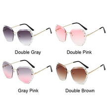 Load image into Gallery viewer, Pink Rimless Sunglasses Women  Gradient Diamond Sun Glasses Female Metal Frameless Polygon Big Frame Oculos De Sol