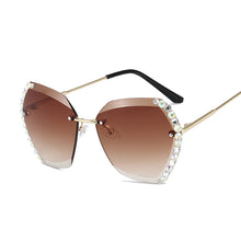 Load image into Gallery viewer, Pink Rimless Sunglasses Women  Gradient Diamond Sun Glasses Female Metal Frameless Polygon Big Frame Oculos De Sol