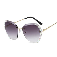 Load image into Gallery viewer, Pink Rimless Sunglasses Women  Gradient Diamond Sun Glasses Female Metal Frameless Polygon Big Frame Oculos De Sol