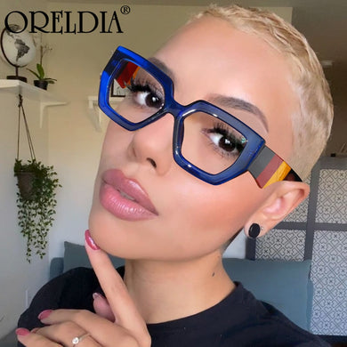 Fashion Polygonal Glasses Frame Women European And American Three-Color Frame Flat Glasses Men's Glasses Can Wear Myopia Glasses