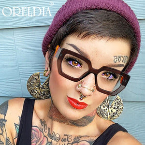 Fashion Polygonal Glasses Frame Women European And American Three-Color Frame Flat Glasses Men's Glasses Can Wear Myopia Glasses
