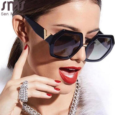 Polygonal Sunglasses Women  Brand Sun Glasses Personality Ladies Eyewears UV400 Goggles V-leg Glasses