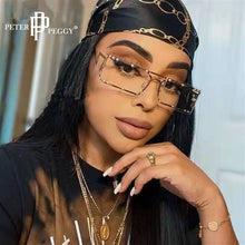 Load image into Gallery viewer, Popular Rimless Small Rectangle Sunglasses Women Men 2023 Shades Alloy Metal Punk Glasses UV400 Eyewear