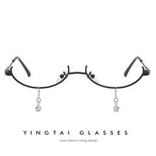 Load image into Gallery viewer, Popular Vintage Lower Half Frame No Lens Women Glasses Frame Water Drop Pendant Chain Decorative Glasses Empty Frame