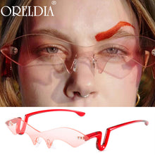 Load image into Gallery viewer, Punk Rimlesses Sunglasses Women Mne Bat Red Black Sun Glasses Ins Trend funny Eyewear Female Eyeglasses UV400 Oculos