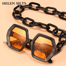 Load image into Gallery viewer, Punk Square Sunglasses Women Vintage Unique Chain Polygon Sun Glasses Female Shades Large Frame UV400 Eyewear H17