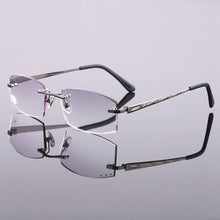 Load image into Gallery viewer, Quality Men Style Gray Colour Rhinestone Reading Glasses Design Rimless Coating Presbyopic Eyeglasses for Men