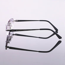 Load image into Gallery viewer, Quality Men Style Gray Colour Rhinestone Reading Glasses Design Rimless Coating Presbyopic Eyeglasses for Men