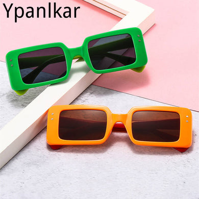 Rectangle Colorful Sunglasses For Women 2023  Brand Designer Candy Color Square Sun Glasses Men Trendy Shades