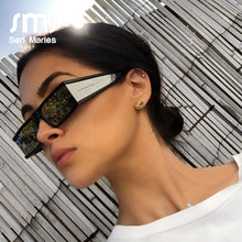 Load image into Gallery viewer, Rectangle Small Sunglasses Women  Brand Mirror Silver Black Clear Lens One Piece Punk Men Gafas Shades UV400
