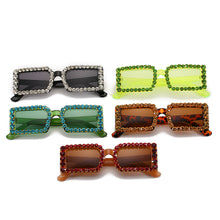 Load image into Gallery viewer, Rectangle Sunglasses Women Diamond Glasses Rhinestone Eyewear  Designer Eyewear UV400 Black Shades Eyeglasses