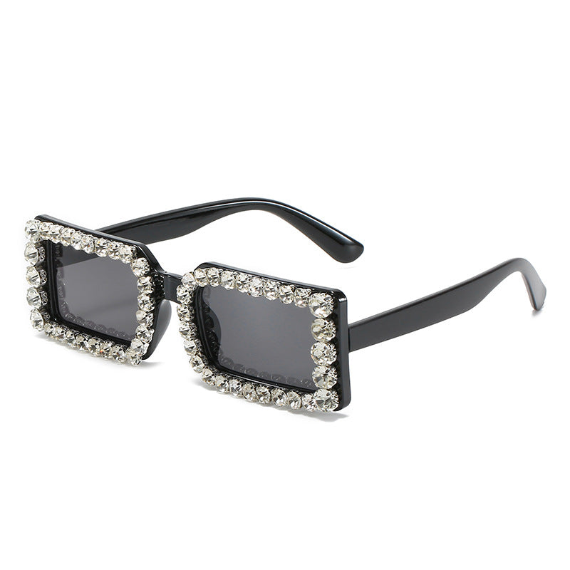Rectangle Sunglasses Women Diamond Glasses Rhinestone Eyewear  Designer Eyewear UV400 Black Shades Eyeglasses