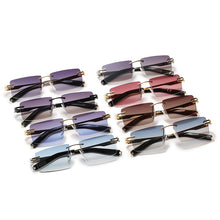 Carica l&#39;immagine nel visualizzatore di Gallery, Rectangle Sunglasses Small Rimless Metal Frame Gradient Eyewear Classic Trending Men Sun Glasses Female Oculos De Sol