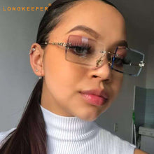 Load image into Gallery viewer, Fashion Rectangle Sunglasses Women   Brand Designer Rimless Square Sun Glasses Ladies Luxury Brand Gradient Shades