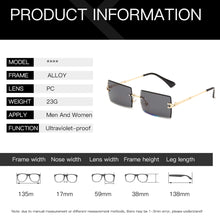 Load image into Gallery viewer, Fashion Rectangle Sunglasses Women   Brand Designer Rimless Square Sun Glasses Ladies Luxury Brand Gradient Shades
