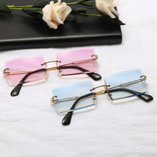 Load image into Gallery viewer, Fashion Rectangle Sunglasses Women   Brand Designer Rimless Square Sun Glasses Ladies Luxury Brand Gradient Shades