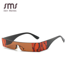 Load image into Gallery viewer, Rectangle Sunglasses Women 2023  Brand One Piece PU Leather Goggle Sunglasses Man Vintage Small Square Sun Glasses