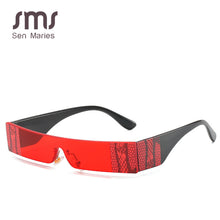 Load image into Gallery viewer, Rectangle Sunglasses Women 2023  Brand One Piece PU Leather Goggle Sunglasses Man Vintage Small Square Sun Glasses