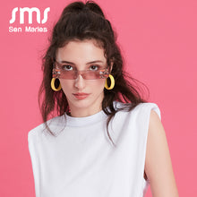 Load image into Gallery viewer, Rectangle Sunglasses Women 2023  Brand One Piece PU Leather Goggle Sunglasses Man Vintage Small Square Sun Glasses