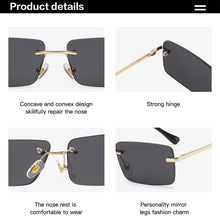 Load image into Gallery viewer, Rectangle Sunglasses Women Men 2023 Rimless Small Sun Glasses Female Male UV400 gafas de sol Glasses Shades Eyewear