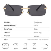 Load image into Gallery viewer, Rectangle Sunglasses Women Men 2023 Rimless Small Sun Glasses Female Male UV400 gafas de sol Glasses Shades Eyewear