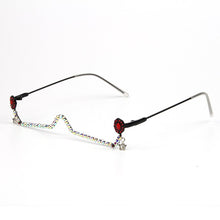 Load image into Gallery viewer, Red Green Gem Eyeglasses Alloy Frame Gem Lensless Chain Pendant Half Frame  Diamond glasses