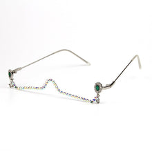 Load image into Gallery viewer, Red Green Gem Eyeglasses Alloy Frame Gem Lensless Chain Pendant Half Frame  Diamond glasses
