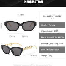 Load image into Gallery viewer, Retro Cat Eye Sunglasses Women  Brand Designer Small Frame Travel Metal Chain Trendy Sun Glasses Shades UV400