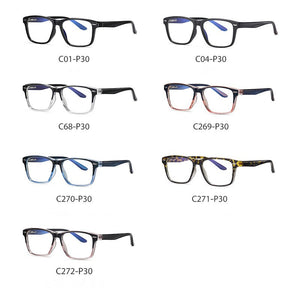 Retro  Plastic Frame Glasses Full Rim Anti-Blue Ray Myopia Spectacles with Spring Hinges Unisex