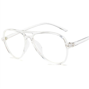 Retro Pilot Glasses Frame Women Men Oversized Spectacles Frames Clear Lens Transparent Fake Eyeglasses
