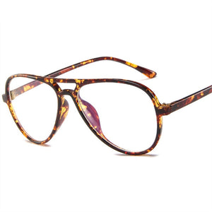 Retro Pilot Glasses Frame Women Men Oversized Spectacles Frames Clear Lens Transparent Fake Eyeglasses