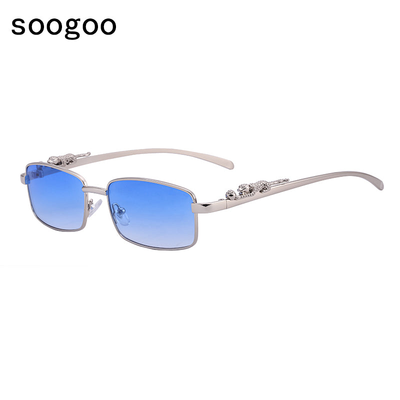 Retro Rectangle Pink Sunglasses For Men Seiko Carving Leopard Sun Glasses Women  Brand Designer Eyewear