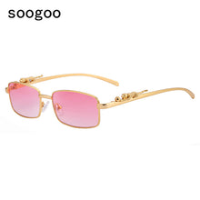 Load image into Gallery viewer, Retro Rectangle Pink Sunglasses For Men Seiko Carving Leopard Sun Glasses Women  Brand Designer Eyewear