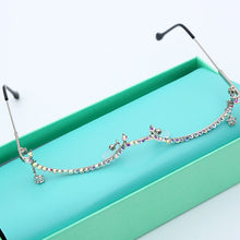 Carica l&#39;immagine nel visualizzatore di Gallery, Occhiali da vista con strass Montatura in lega per donna 2023 Occhiali con mezza montatura con decorazione a catena con goccia d&#39;acqua con diamanti