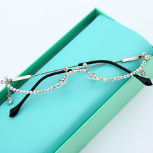 Load image into Gallery viewer, Rhinestone Eyeglasses Alloy Frame For Women 2023  Diamond Water Drop Chain Pendant Decoration Half Frame Glasses