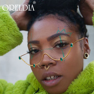 Rhinestone Glasses Frame Alloy Diamond Sunglasses Half Frame Glasses Women 2023  Crystal Water Drop Decoration