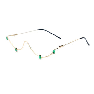 Rhinestone Glasses Frame Alloy Diamond Sunglasses Half Frame Glasses Women 2023  Crystal Water Drop Decoration