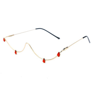 Rhinestone Glasses Frame Alloy Diamond Sunglasses Half Frame Glasses Women 2023  Crystal Water Drop Decoration