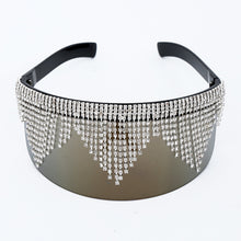 Load image into Gallery viewer, Rhinestone Oversized Mirror Sunglasses Women Men  Big Frame Mask Diamond Eye Protection Silver Glasses Shade UV400