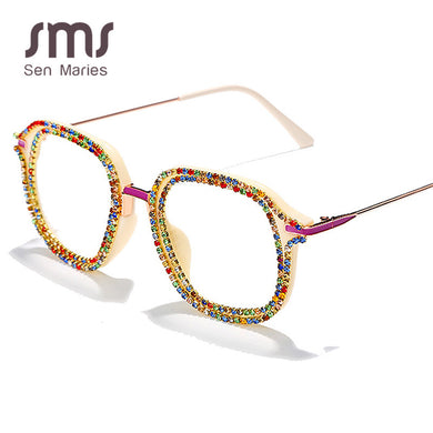 Rhinestone Sunglasses Frames Women Men  Diamond Eyeglasses Protection Can With Myopia Glasses Shade UV400 Glasses