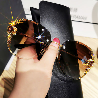 Rimless Cat Eye Sunglasses Women  Brand Designer Sunglasses Vintage Gradient Sun Glasses for Female UV400