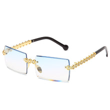 Carica l'immagine nel visualizzatore di Gallery, Occhiali da sole con diamanti senza montatura alla moda Design di marca da donna Occhiali da sole quadrati piccoli in metallo Tonalità di lusso Occhiali UV400 Gafas De Sol