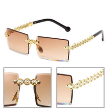 Carica l'immagine nel visualizzatore di Gallery, Occhiali da sole con diamanti senza montatura alla moda Design di marca da donna Occhiali da sole quadrati piccoli in metallo Tonalità di lusso Occhiali UV400 Gafas De Sol