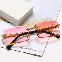 Carica l'immagine nel visualizzatore di Gallery, Occhiali da sole con diamanti senza montatura alla moda Design di marca da donna Occhiali da sole quadrati piccoli in metallo Tonalità di lusso Occhiali UV400 Gafas De Sol
