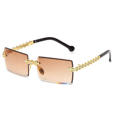 Carica l'immagine nel visualizzatore di Gallery, Occhiali da sole con diamanti senza montatura alla moda Design di marca da donna Occhiali da sole quadrati piccoli in metallo Tonalità di lusso Occhiali UV400 Gafas De Sol