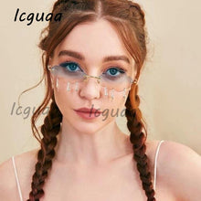 Carica l&#39;immagine nel visualizzatore di Gallery, Occhiali da sole con fulmine senza montatura Donna Occhiali da sole Steampunk Uomo Nuvole Nappa Occhiali da sole senza cornice Tonalità UV400 Oculos 