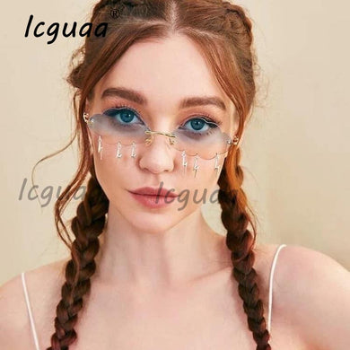 Occhiali da sole con fulmine senza montatura Donna Occhiali da sole Steampunk Uomo Nuvole Nappa Occhiali da sole senza cornice Tonalità UV400 Oculos 