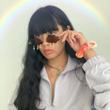 Carica l&#39;immagine nel visualizzatore di Gallery, Occhiali da sole con fulmine senza montatura Donna Occhiali da sole Steampunk Uomo Nuvole Nappa Occhiali da sole senza cornice Tonalità UV400 Oculos 